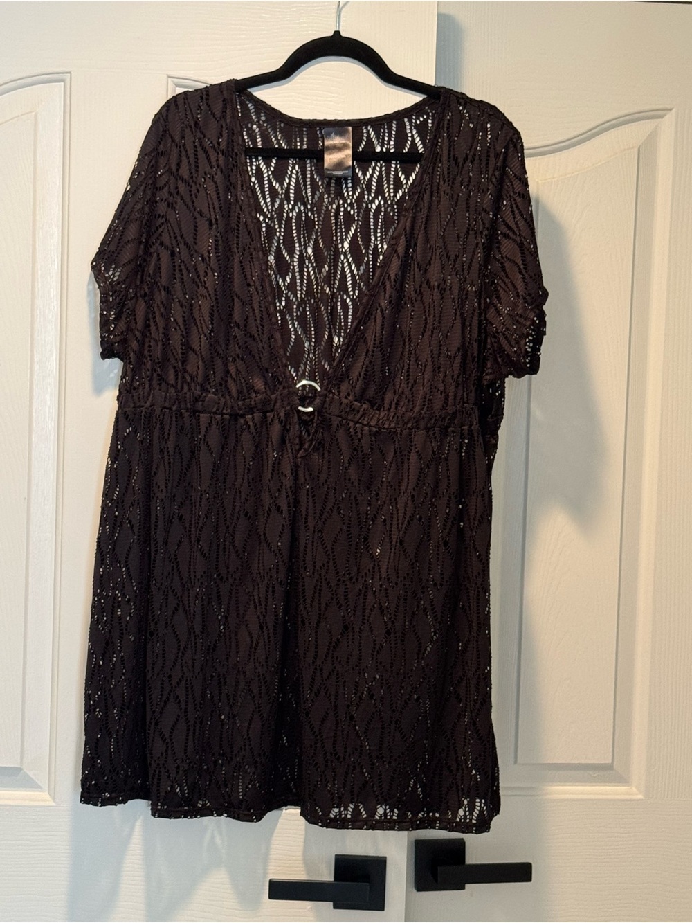 Catalina Black Lace V-Neck Cover up with Ring Detail